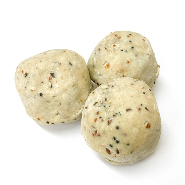 Ark Suet Balls with Insects; Bowl of Ark Suet Balls; Feeding Ark Suet Balls in the garden