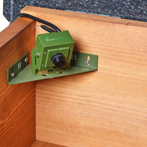 WiFi Hedgehog Feeder camera pack contents;WiFi bird box & wildlife camera boxed;Camera shown installed on bracket