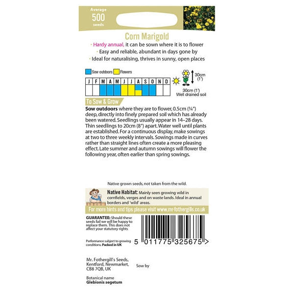 Corn Marigold;Corn Marigold Instructions