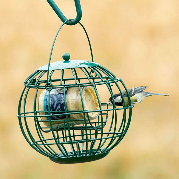 Peanut Butter Guardian Feeder; Flutter butter guardian feeder; Caged suet peanut butter feeder