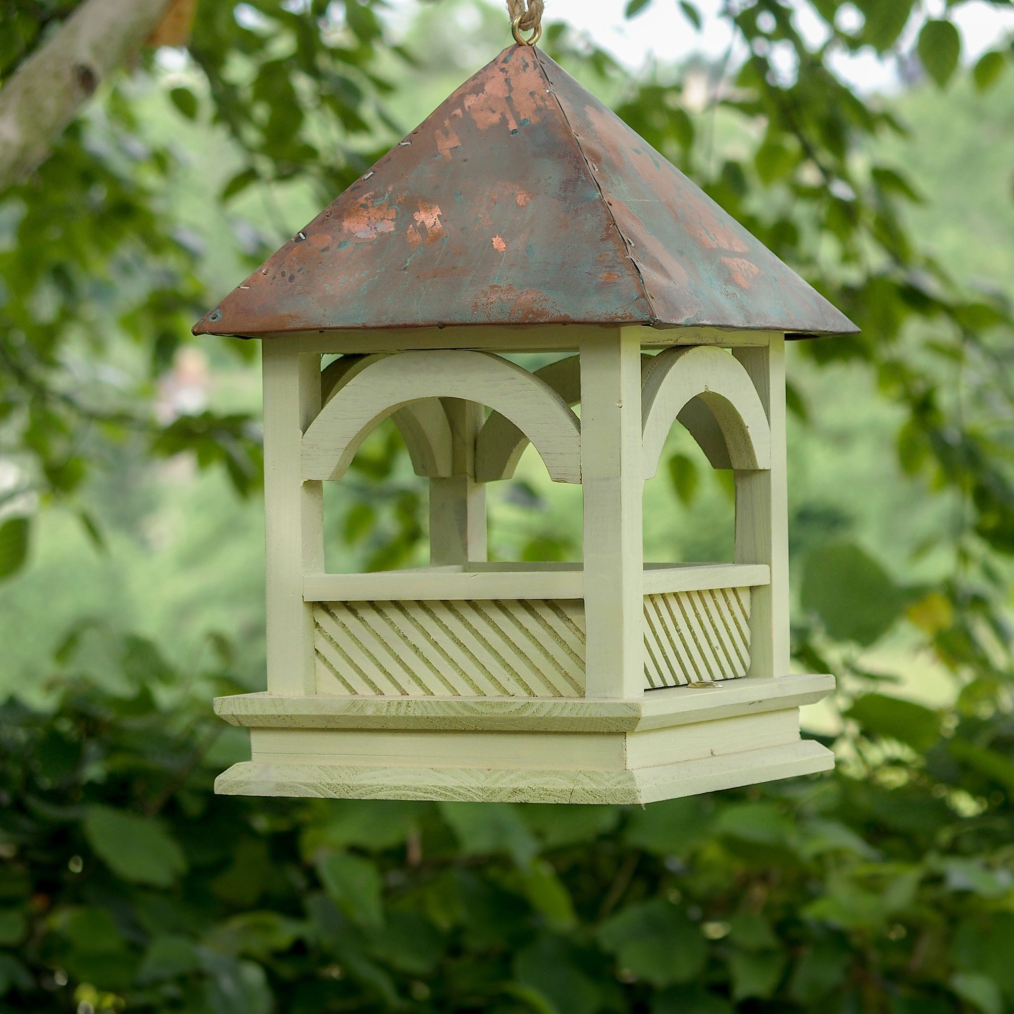 wooden bird table hanging bempton