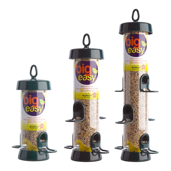 Big Easy Bird Seed Feeders; Woodpecker on Big Easy Bird Feeder; Easy Clean Big Easy Bird Feeder; Standard Big Easy Bird Seed Feeder