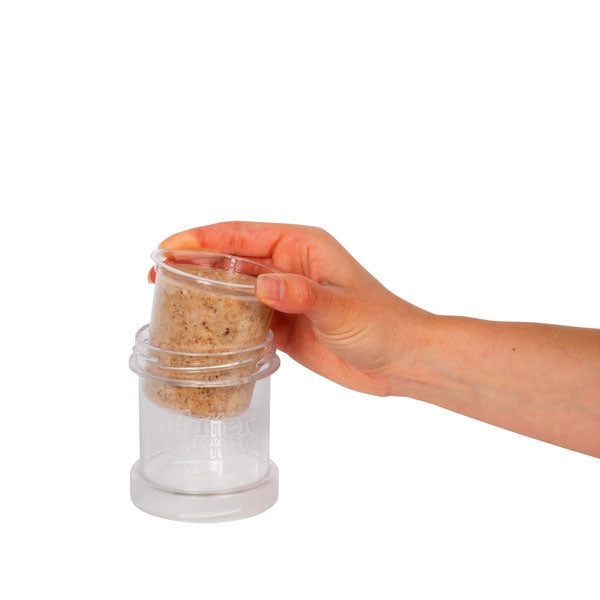 Flutter Butter Refills Buggy; Flutter Butter Pod Refills 80% less plastic; Peanut Butter for Birds; Woodpecker enjoing salt free peanut butter