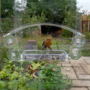 Sky Deck Window bird feeder withrobins