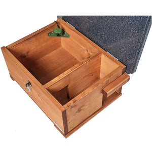 WiFi Hedgehpg Box Camera Pack Contents;Hedgehog House with Hinged Roof;Inside of Hedgehog Box showing camera placement