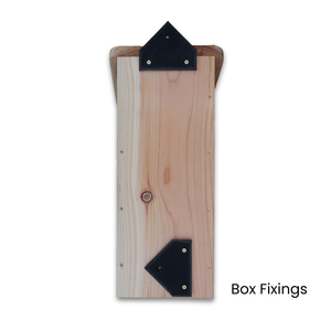 Rear of the wooden red squirrel nest box showing the two fixing brackets