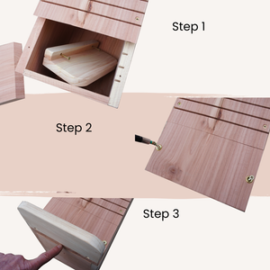 How to attach the perching platform to the wooden red squirrel nest box