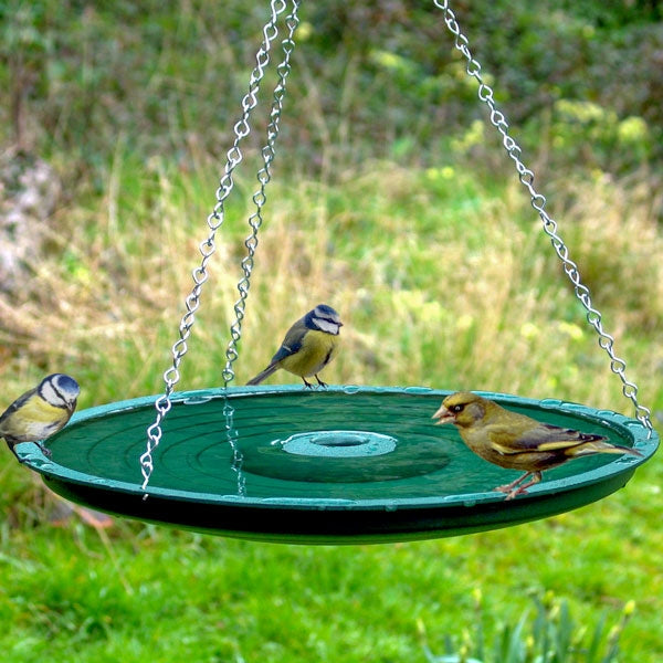 Bird Bath with lawn spike and hanging chain; Meripac Bird Bath with lawn stake; Hanging Bird Bath