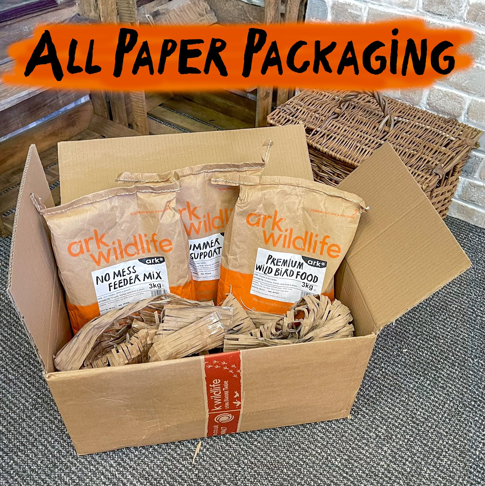 Fully recyclable paper and carboard packaging
