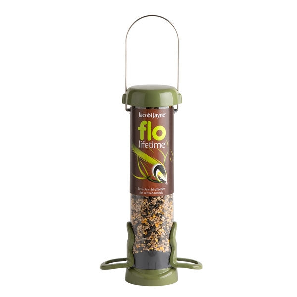 flo Lifetime Seed Feeders; flo Lifetime Seed Feeder click to clean; flo Lifetime seed feeders all metal parts; flo Lifetime Standard Seed Feeder