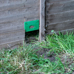 Hedgehog Highway Sign; Hedgehog Highway; Hedgehog Gap in gravel board fence; Hedgehog Highway Sign