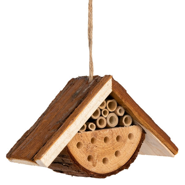 Nooks & Crannies Insect Loft; Leafcutter Bee using Nooks & Crannies Loft; Attact Beneficial Insects with NC Loft; Insect Loft attracting pollinators in an orchard