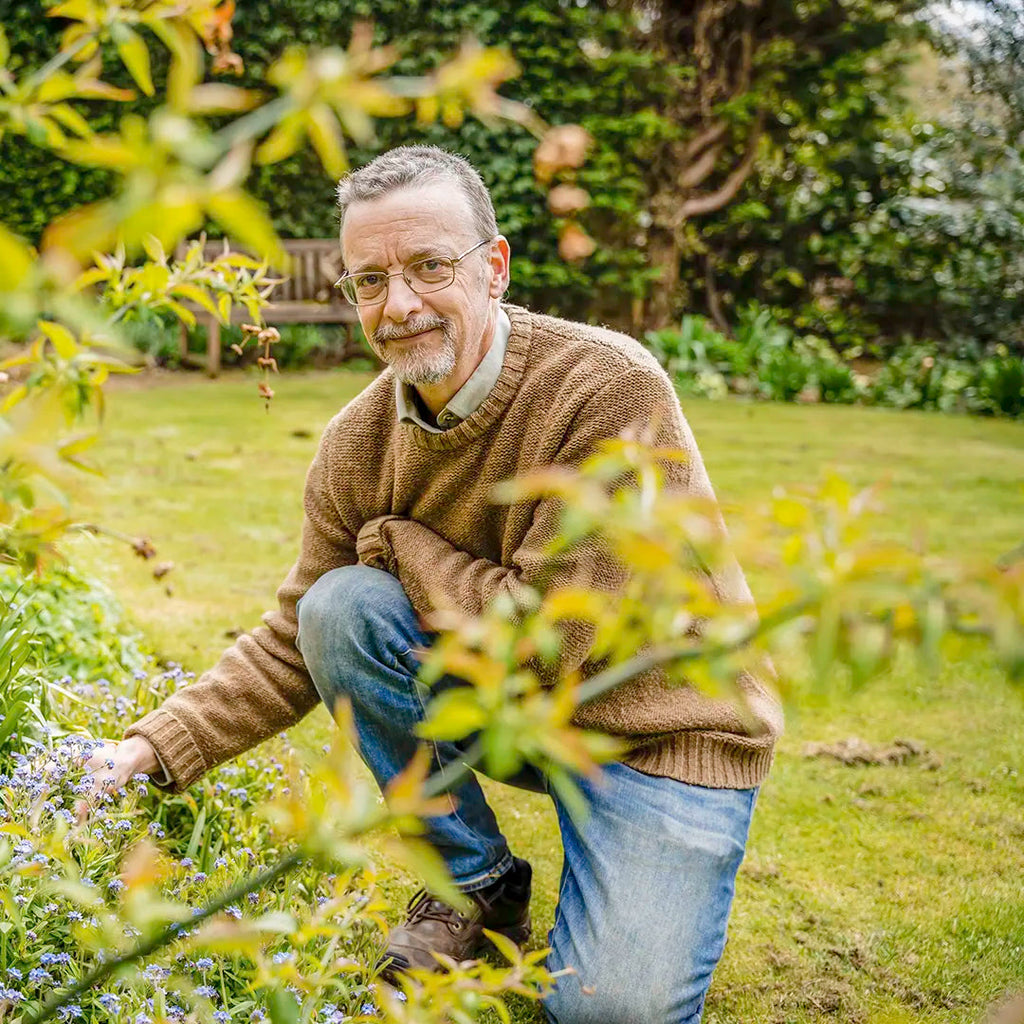 wildlife expert Sean McMenemy in his garden 
