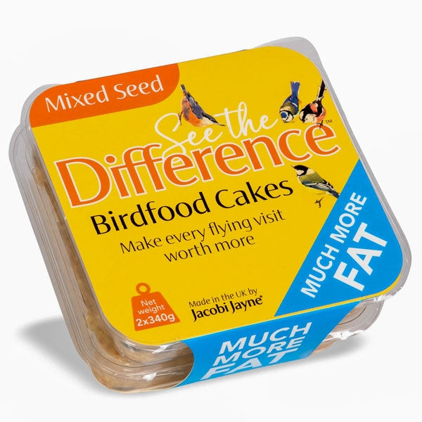 See the Difference Mixed Seed Suet Cakes; Woodpecker Feasting on a Suet Cake