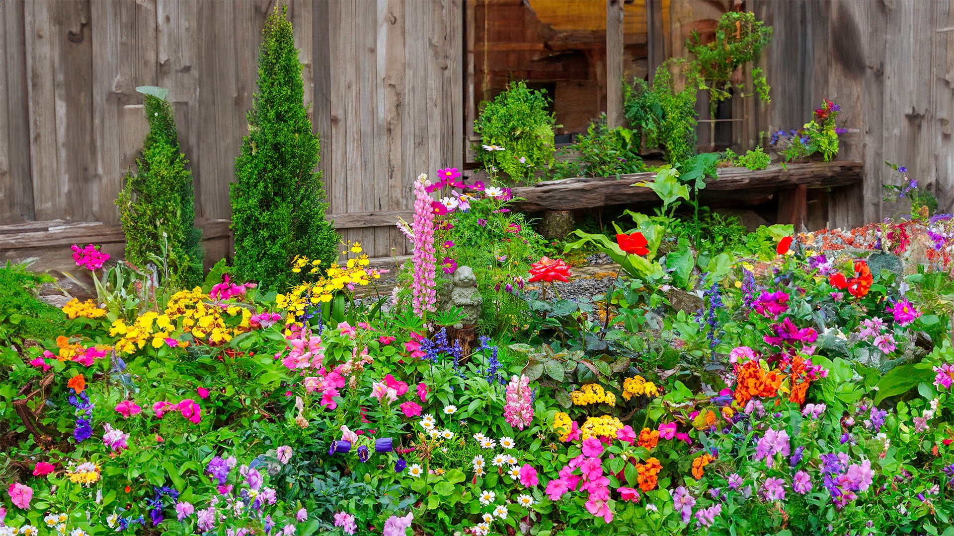 Friends gardening in raised beds